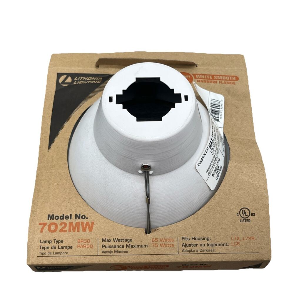 Lithonia Lighting 6" White Smooth Narrow Flange Recessed Light Trim 702MW. {89}.